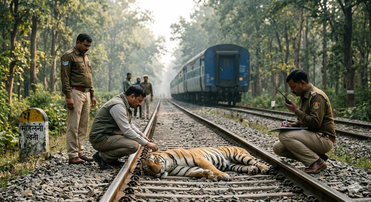 लखीमपुर : बाघिन की ट्रेन से टकराकर दर्दनाक मौत, हड़कंप; पोस्टमार्टम की तैयारी